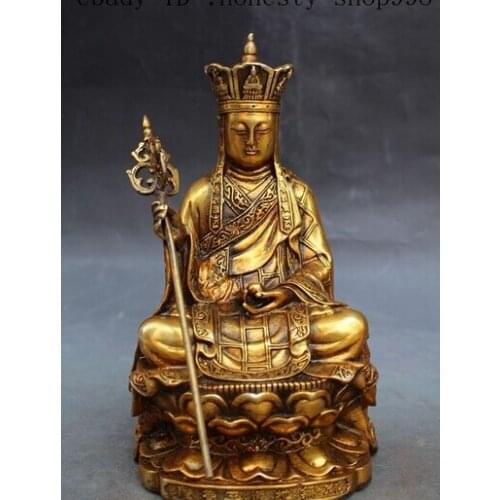 8"Chinese bronze gilt Tang Seng San Zang Ksitigarbha Bodhisattva Buddha Statue
