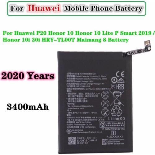 3400mAh HB396285ECW Replacement Battery For Huawei P20 5.8" P Smart 2019,Honor 10/10 Lite/10i/20i HRY-TL00T Maimang 8 Batteries