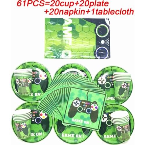 Baby Boys Birthday Game Theme Party Supplies Decor Disposable Cup Plates Napkin Video Game Table Cover Wedding Party Tablecloth