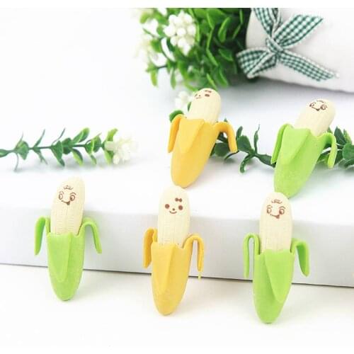 Childrens banana-shaped eraser school stationery cute pencil eraser*2pcs
