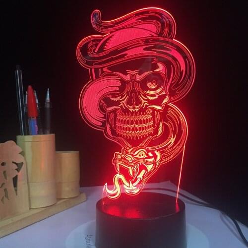 Kids Children Night Light USB Luminaria Skull Light Touch Sensor Controlled Gothic Halloween Table Bulbing Light Kids Gift