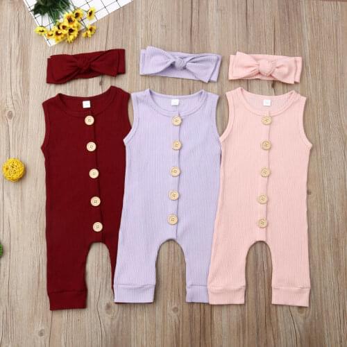 FOCUSNORM Summer Rompers Newborn Baby Boy Girl 7 Colors Solid Knitting Sleeveless Romper For Baby Clothes Outfits 6-18Months