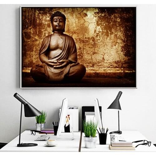 Buddha Canvas Painting Statue on Natural Background Posters and Prints Wall Art Picture for Living Room Home Decoration Cuadros