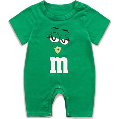 0-24m Baby One-piece Clothes Newborn Baby Boys Girls Cartoon M-bean Romper Infant Short Sleeve Shorts Jumpsuit