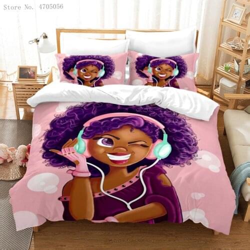 African People Bedding Set Woman Duvet Cover Twin Full Queen King Size Home Textiles Pink Bedclothes 3PCS No Comforter Filling