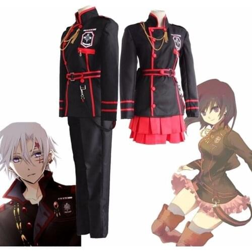 Anime D.Gray-man Allen Walker Linali Lee Cosplay Costume Black Red School Uniform Men Halloween Carnaval Party Full set Costume