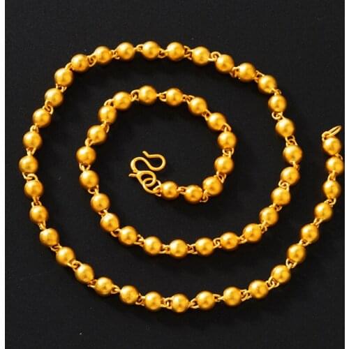 Frosted Round Beads Jewelry Yellow Gold Filled Classic Men Necklace Collar Pretty Gift