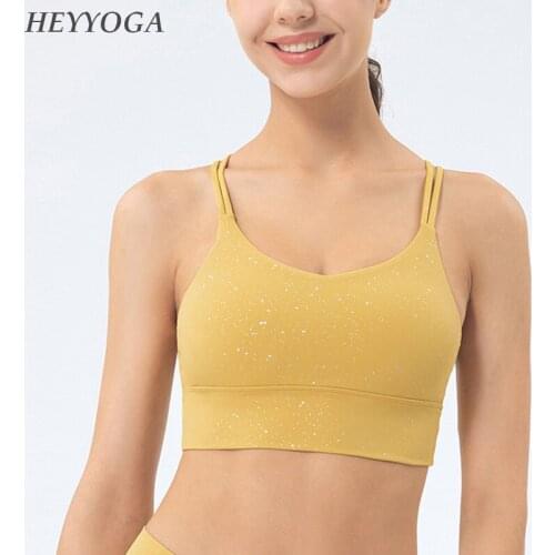 Heyyoga Tank With Built In Bra Workout Top X Strappy Back Gym Bralette bra for women Bling Sports Bra Tank Top Women Crop Tops