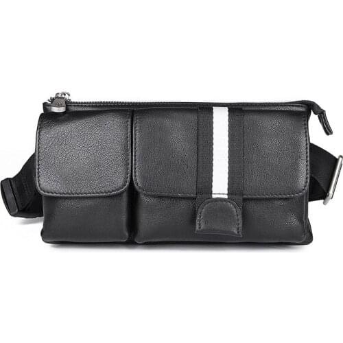 Genuine Leather Mens Shoulder Bag Waist Bag Funny Pack Belt Bag Men Waist Pack For Phone Pouch 3018A