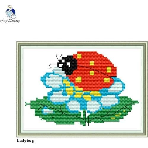 Seven star ladybug cartoon animal pattern mini cross stitch kit 11CT 14CT printing embroidery material set DIY needlework crafts