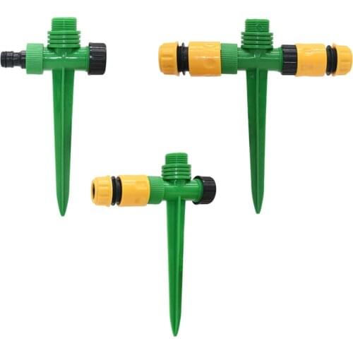 Garden Nozzle Holder With 1/2 3/4 Inch Thread Garden Rotating Sprinkler Support Plastic Spike With 1/2 3/4 Hose Quick Connector
