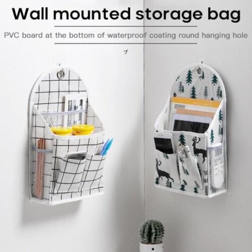 Wall Mounted Hanging Storage Bag Multi-function Waterproof Bag Organizer Cotton Linen Toiletry Bag Home Behind Door Organizer