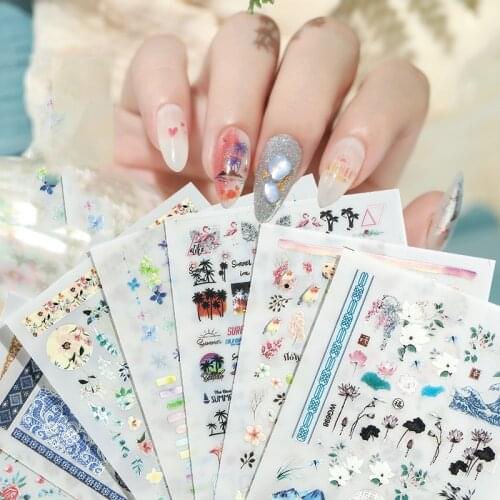 New 1 Sheet 3D Nail Art Stickers Bohemia style Nails Stickers for Nails Sticker Decorations Manicure Z0218