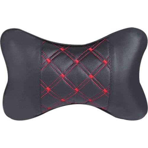 Car Seat Headrest Neck Head Support Faux Leather PP Cotton Soft Pillow Cushion