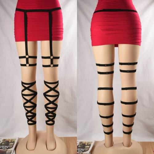Fetish Wear Leg Harness Criss Cross Body Garters Leg Garters Thigh Harness Bondage Lingerie Sexy Harness Set P0162