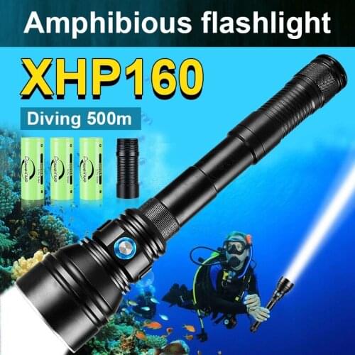 IPX8 Professional Diving Flashlight Torch XHP160 High Power Underwater Lamps Waterproof Led Flashlight Rechargeable Diving Light