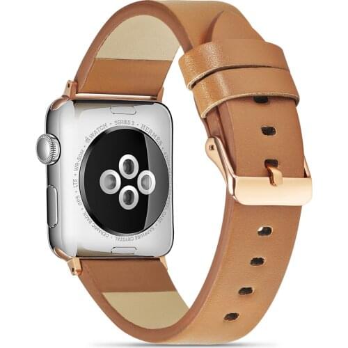 Fashion Watchband Leather Metal Buckle Casual Watch Strap for Apple Watch Band 44mm 40mm 42mm 38mm Watch SE Series 6 Wristband
