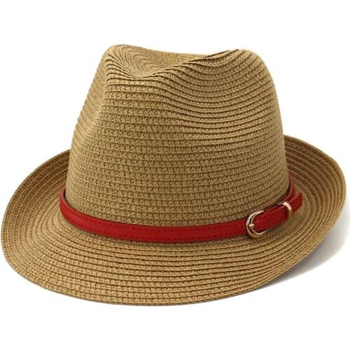 Summer Parent-child Casual Sun Hats For Women Fashion Jazz Hat Man Beach Trilby Straw Panama Hat Hollow Belt Sun Visor Caps