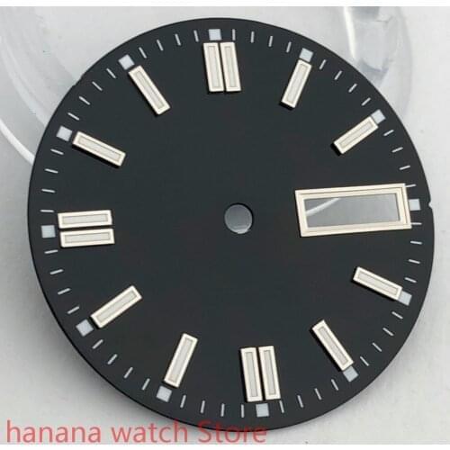 NO BLIGER LOGO Sterile 29mm dial date kit is suitable for NH36 night plate parts male watch movement dial black