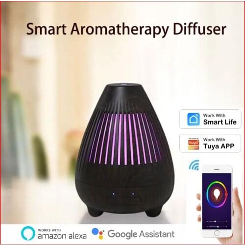 Tuya Smart WiFi Essential Oil Aromatherapy Diffuser Wood Grain Air Humidifier Work With Smart Life APP Support Google Home Alexa