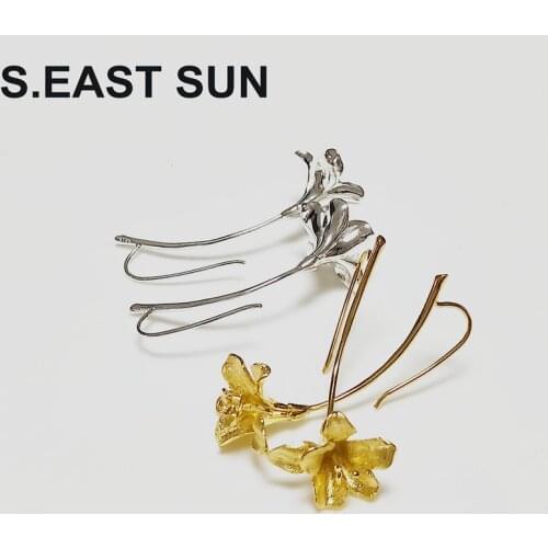 S.EAST SUN Long fashion elegant Freesia hanging Earrings 925 Sterling Silver womens Fashion Party Wedding Jewelry