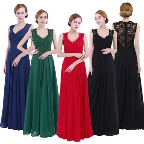 Women Evening Dress Floor Length Sexy V-neck Dress Sleeveless Long Chiffon Prom Vestidos Elegant Ladies Wedding Party Dresses