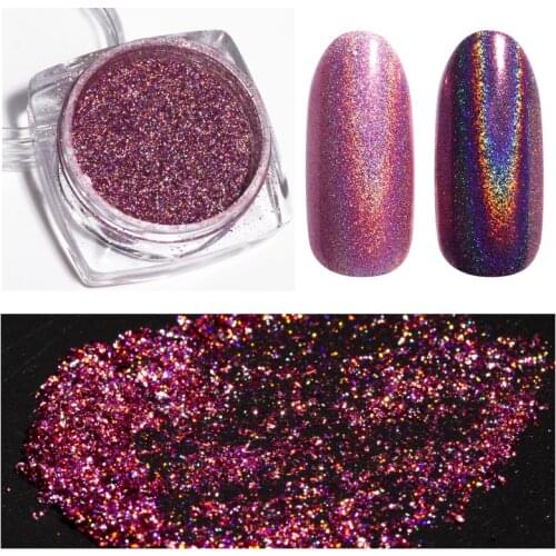 0.2g/box Holographic Nail Glitter Powder Rose Gold Mirror Nail Art Chrome Pigment Powder UV Gel Polish
