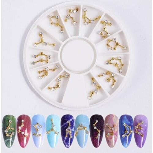 12 Constellations Alloy Zircon 3d Rinestones Nails Art Decoration Zircon Strass Stone Cristal Nailart Deco Manicura Accessories