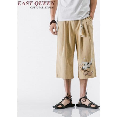 2018 Summer linen pants men off white linen pants mens elastic waist wide leg pants chinese male clothing M-5XL NN0720 HQ