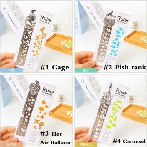 24pcs/lot Vintage Hollow Stainless Steel Hollow Brid Animal Fish Metal Ruler DIY Drawing tools students' gift prize Stationery