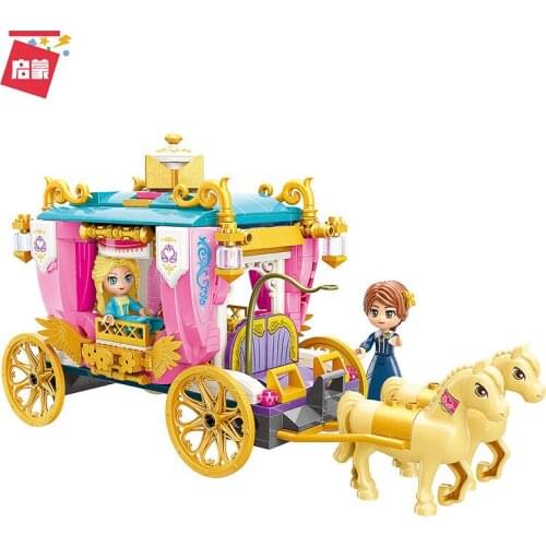 458PCS Enlightenment 2614 Royal Parade Carriage Princess Leia Assembled Building Blocks Girl Assembling Toy Gifts