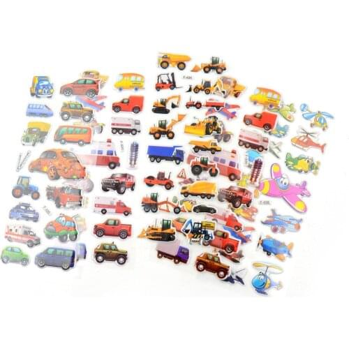 5Pcs 3D Cartoon Transport Cars Stickers Kids Classic Toys Bubble Sticker School Reward Gift Decoration