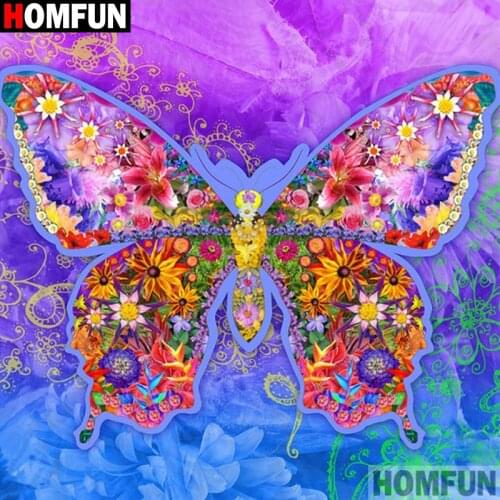 HOMFUN Full Square/Round Drill 5D DIY Diamond Painting "butterfly" Embroidery Cross Stitch 5D Home Decor A00382