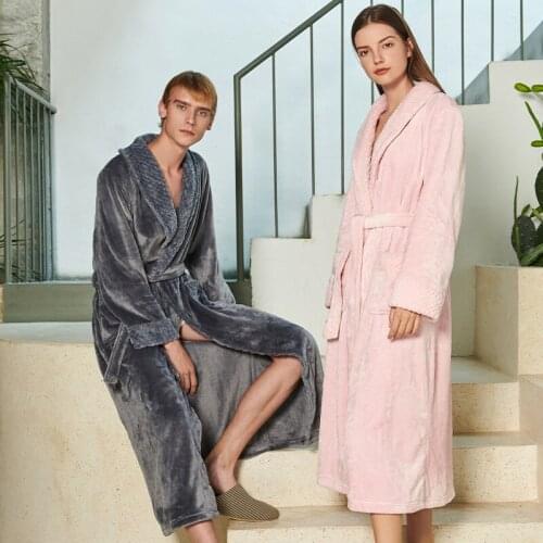 French Velvet Dressing Gowns Autumn and Winter Thickened Couples Pyjamas Female Coral Velvet Men Thickened Robes