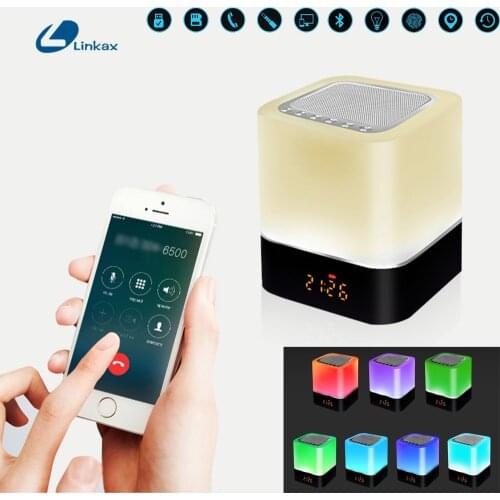 Bluetooth 4.0 Speaker Night Light Rechargeable White and RGB table lamp Alarm Clock Light Bedside Ambience Lights DC 5V LED Lamp