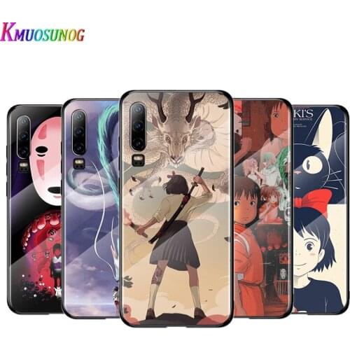 Spirited Away Anime For Huawei P40 P30 P20 P10 Pro Plus Lite 5G 2019 Tempered Glass Cover Shell Luxury Phone Case