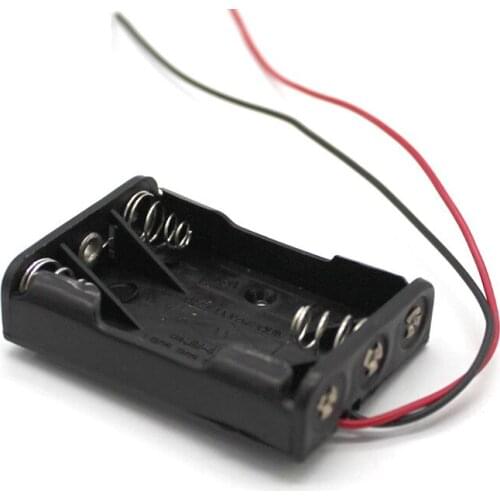 AAA Battery Holder Storage Box Case 3 slots For 3 x AAA Black With Wire Leads Plastic Batteries Storage Case