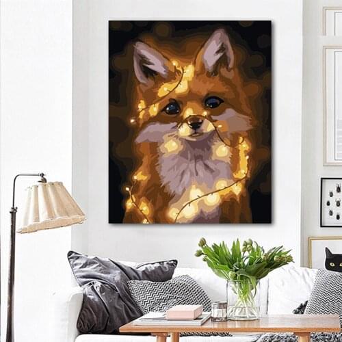 DIY painting by numbers light puppy creative adult hand-painted living room bedroom decoration painting