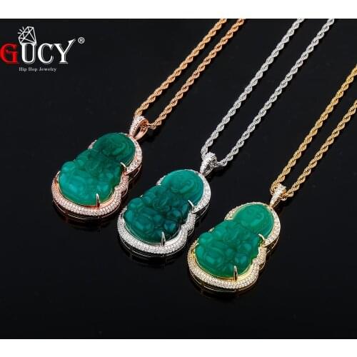 GUCY Fashion Guanyin Pendant With 4mm Tennis Chain Necklace AAAA Cubic Zircon Mens Women Pendant Hip Hop Jewelry For Gift