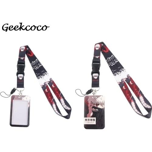 J1895 Anime Boy Neck Strap Lanyard for keys Gym Mobile Phone Straps USB badge holder DIY Hang Rope With PVC Card Holder Case