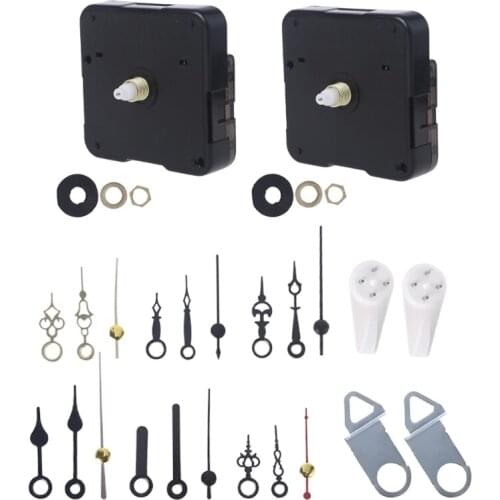 2 Pieces High Torque Wall Clock Movement Mechanism with 6 Different Pairs of Hands Repair Parts Replacement