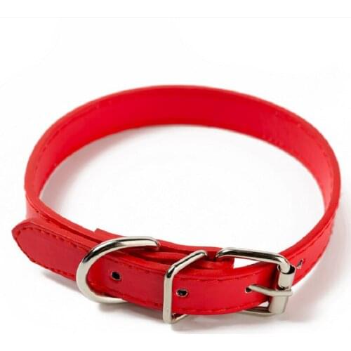 Red Color Personalized Dog Collar Leather Comoratble Puppy Collar Solid Color For Pet Dog Accessories
