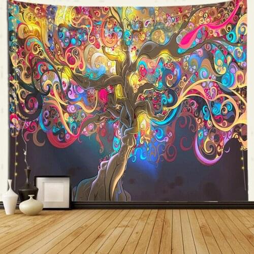 Colorful Tree Tapestry macrame Wall Hanging Psychedelic Forest Wall Hanging Tapestry Wall Art Decor Tablecloth Beach towel