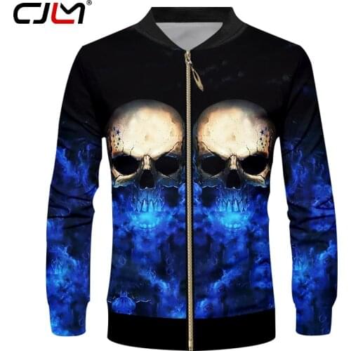 CJLM Dropshipping Jackets Mens Cool 3D Print Flash Light Skull Jacket Death Skulls Coats Sugar Skull Overcoat Zipper Tracksuits