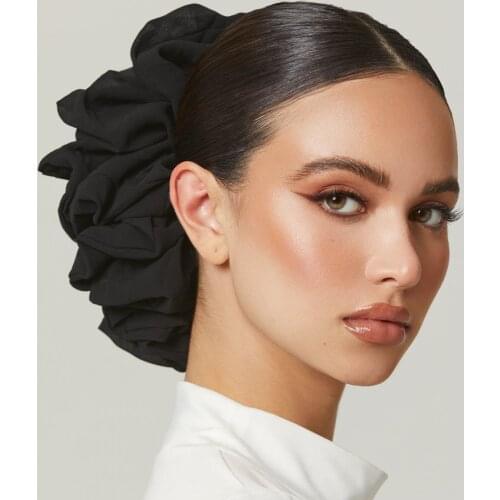 Hot Sell Chiffon Elastic Hair Accessories For Women Muslim Black Band Ponytail Holder Hair Ties Scrunchies Hairband