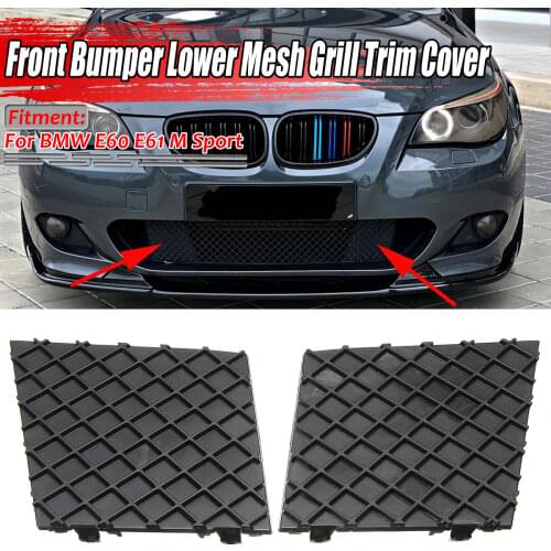 A Pair Black E60 E61 Car Front Bumper Lower Mesh Grill Plate Trim Cover For BMW E60 E61 M 51117897186 51117897184 Bumper Cover