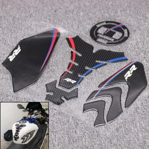 Carbon Fiber Sticker Decal Emblem Protection Tank Cover Pad Anti Slip Traction Decal For BMW S1000RR S1000R S1000 RR HP4