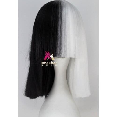 New Sia Kate Isobelle Furler Synthetic Short Ombre Hair Women Straight SIA Wig Cosplay Black Blonde Bob Wigs For Party