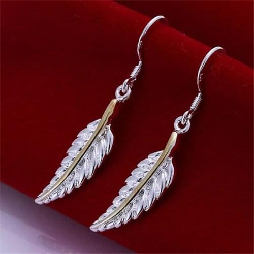 Wholesale High Quality Jewelry Sterling Jewelry Silver Color Fashion High Quality Leather Earrings For Women Best Gift SMTE038