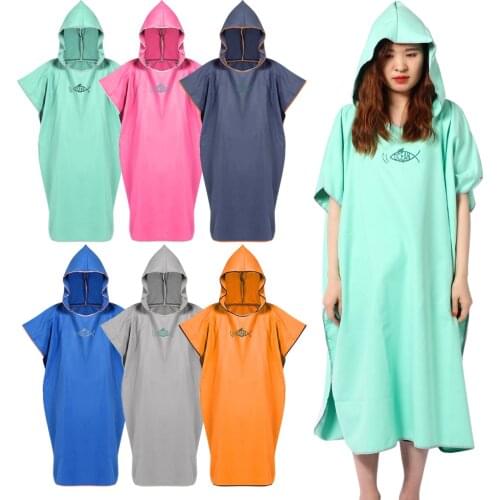 Microfiber Beach Changing Towel with Hooded Unisex Lightweight Quick-Dry Surf Poncho Robe Swimming Bathing Surfing Towel Wetsuit